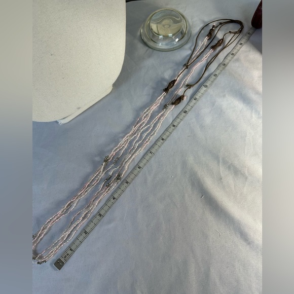 Two adjustable boho casual pink bead necklaces - Picture 3 of 4